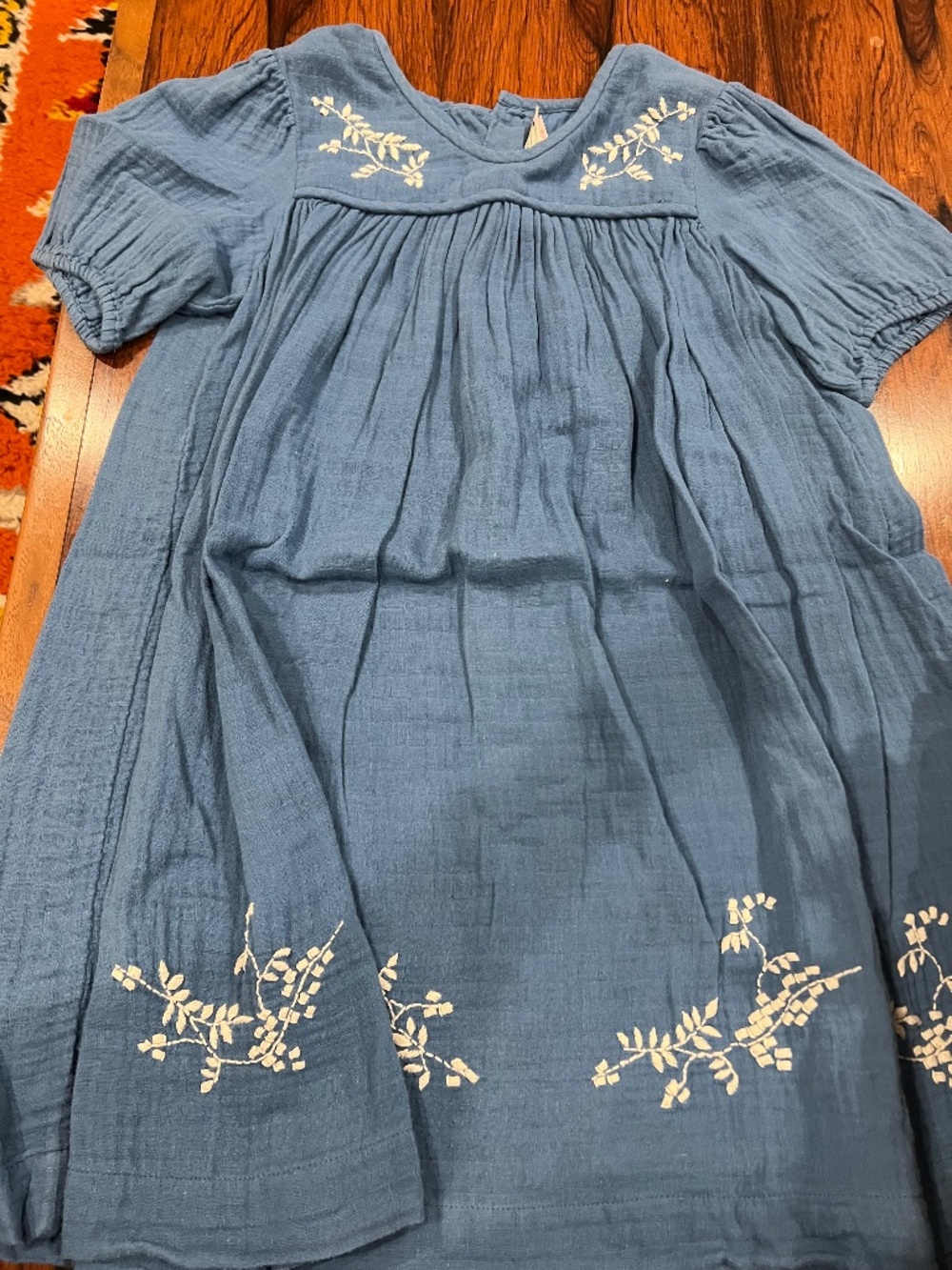 Bonpoint Blue Girls Dress Size 8 with Embroidered Detail